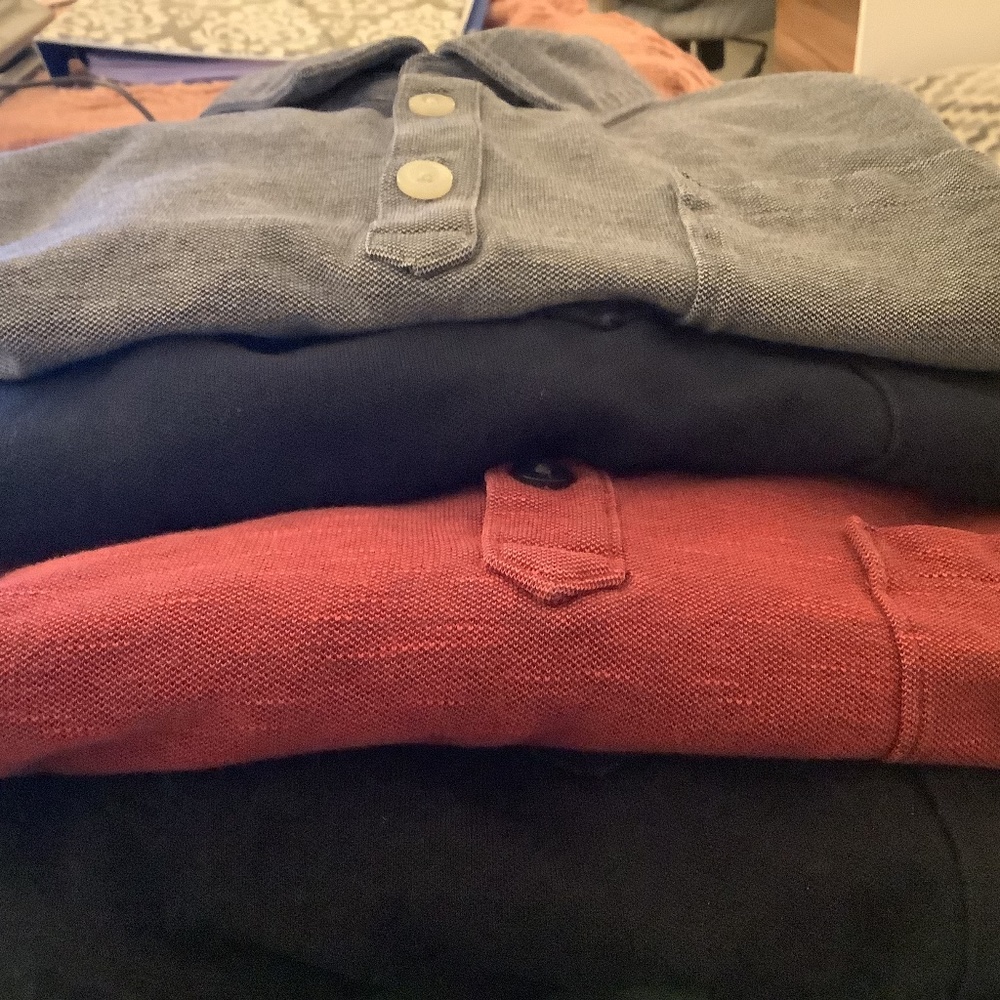 4 Banana Republic Performance Pique Men's Polo XL, black, navy, brick, denim